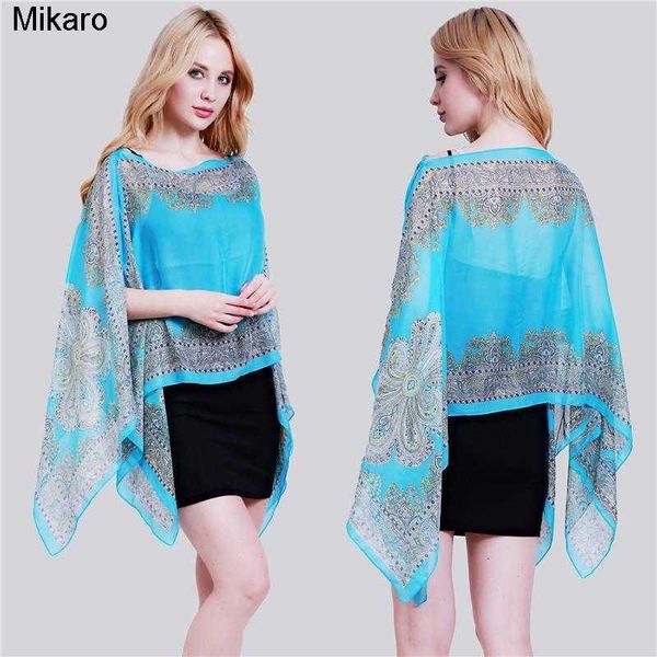 

mikaro women's swimwear print chiffon beachwear poncho tunic shawl cape women bikini swimwear cover upwomen's, White;black