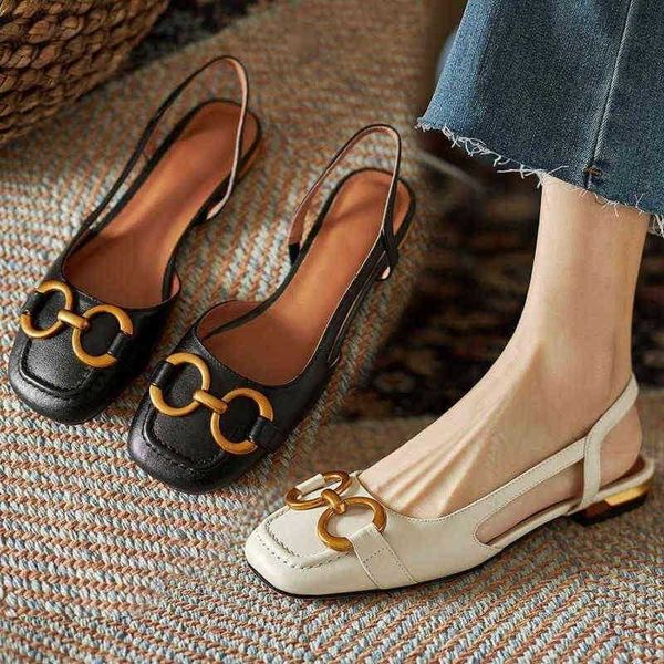

slipper women sandal elegant office lady shoe and casual square heel brief on woman flat 220622, Black