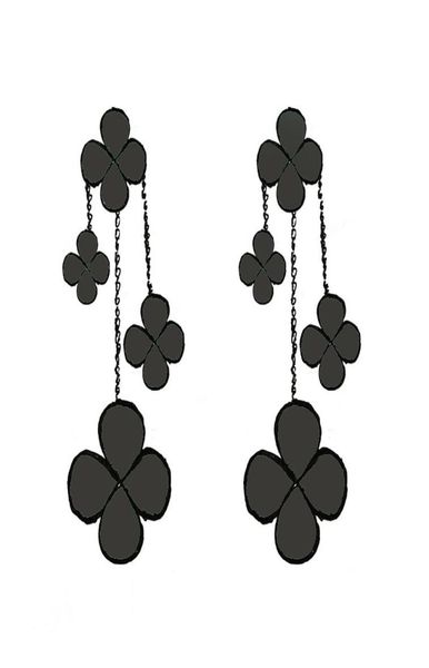 

women gilrs dangle chandelier earrings clover fourleaf 4 flowers motherofpearl designer jewelry sterling silver 407465