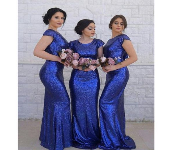 

royal blue sequined mermaid bridesmaid dresses black girl wedding guest gown plus size sheath prom evening party dresses6383765, White;pink