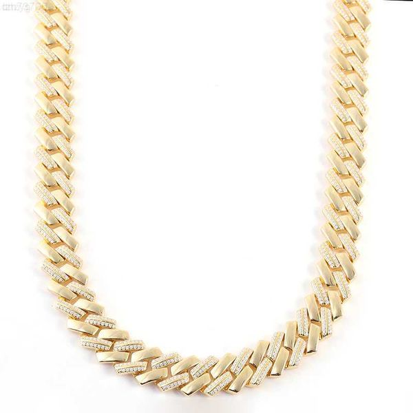 

2023 new products shine cuban link chain necklaces iced out 12mm moissanite choker chains for men women jewelry, Silver