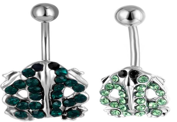 

d0493 frog belly navel stud dkgreen ltgreen012345672109046, Silver