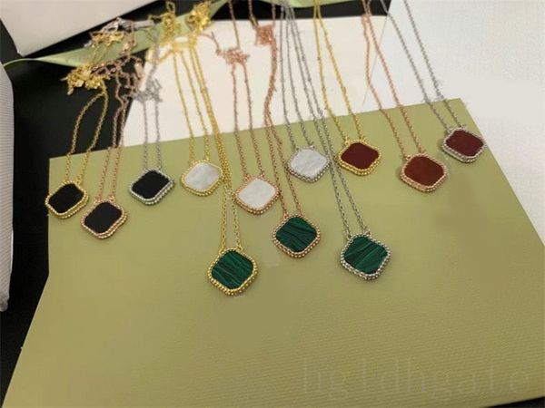 

green lady pendants necklaces designer necklace four leaf luxury playful link chains charm alloy women multicolor clover necklace mens plate, Silver