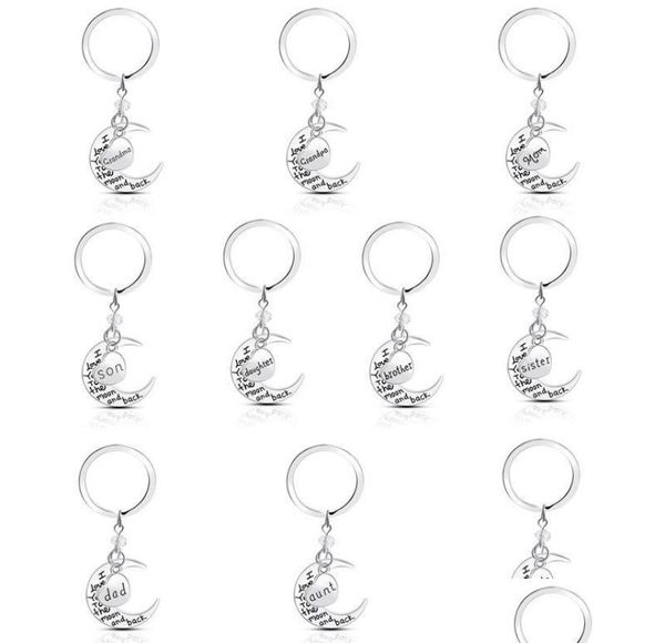 

key rings fashion lettering key rings mom dad son daugther family heart moon alloy i love you sier keychain jewelry gift c3 drop d3940661, Slivery;golden