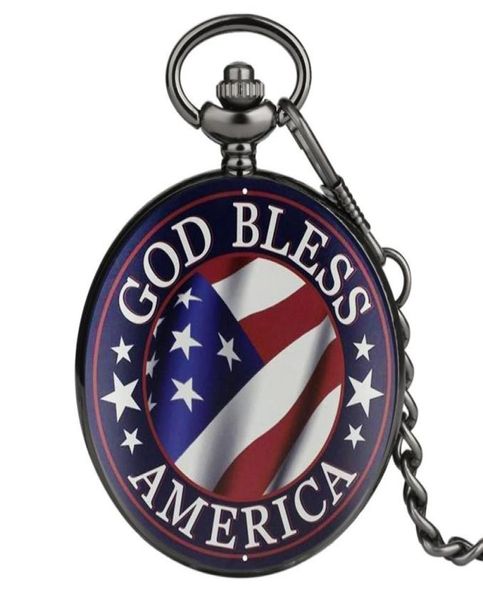 

god bless america watches new arrival personalized black full hunter case quartz pocket watch pendant chain arabic number d1765886, Slivery;golden