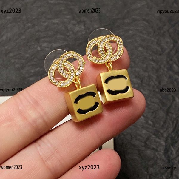 

earrings designer for women shiny diamond decoration jewelry golden square pendant dangle & chandelier #including brand box new arrival, Silver