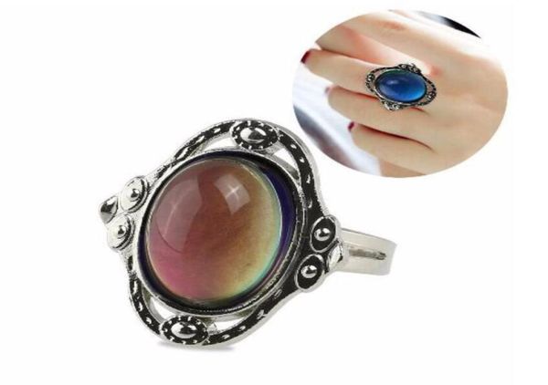 

vintage retro color change mood ring oval emotion feeling changeable ring temperature control color rings for womenps1670 a8ovq4585827, Silver
