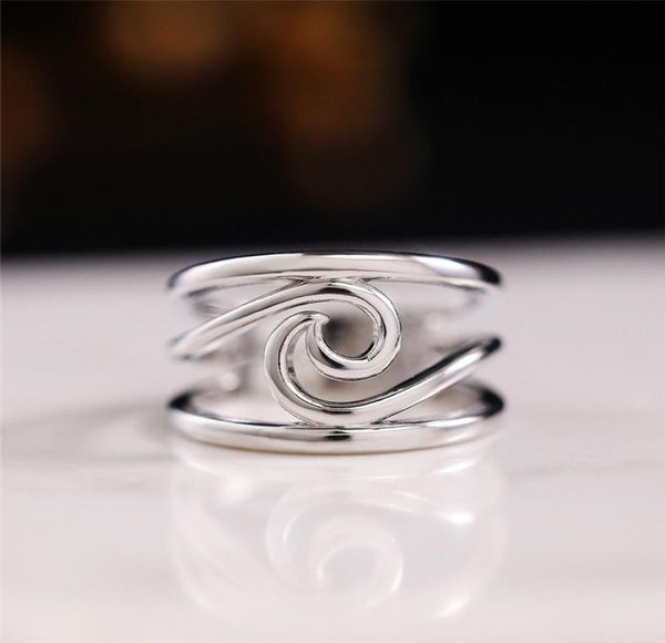 

2022 beach thin ring ocean sea wave ring vacation holiday promise statement rings for women couples fashion jewelry8049794, Golden;silver
