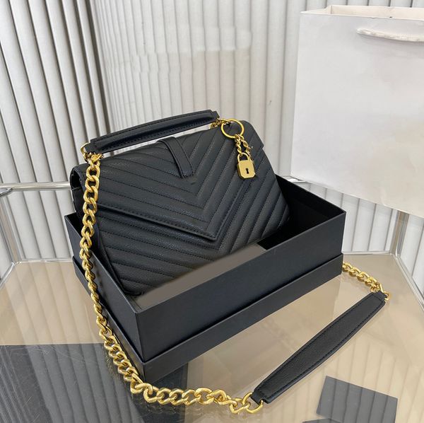 

leather shoulder bags women fashion bag designer slp bag lady chain cross body with lock messenger bags 24cm