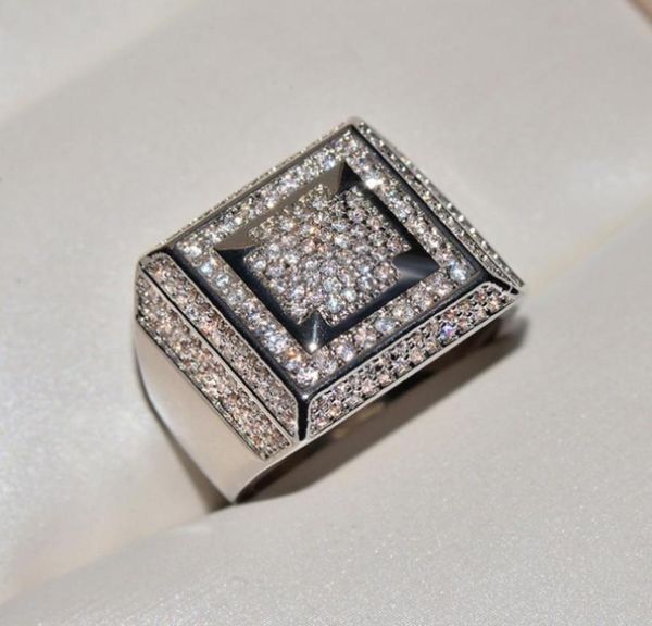 

2019 male hip vintage jewelry real 925 sterling silvergold fill pave mirco white clear 5a cubic zirconia wedding band ring fp4053277, Slivery;golden