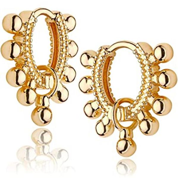 

dainty huggie hoop earring18k gold plated cute tiny drop ball earrings for women1457653, Golden;silver