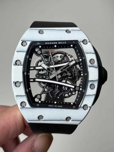

rm061-01 flywheel luxury mens mechanics watch richa milles wristwatch wine barrel rm61-01 automatic mechanical fine steel case tape men wa v, Slivery;black