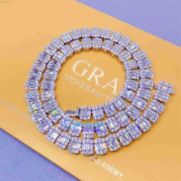 

wholesale price 925 silver iced out vvs baguette diamond moissanite 18k gold plated necklace custom hip hop jewelry