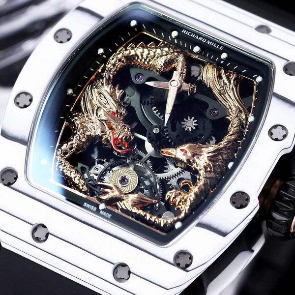

rm57 superclone active tourbillon jackie chan luxury mens mechanical watch business leisure rm57-01 fully automatic ceramic black, white and, Slivery;brown