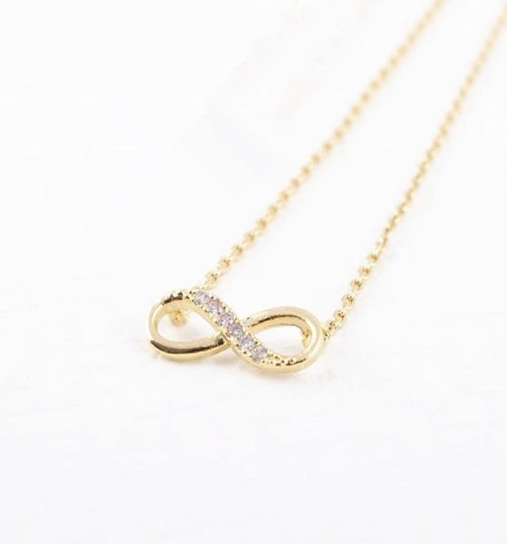 

whole fashion infinity with rhinestones pendant necklace 18k gold silver plated necklace for women gift1306523