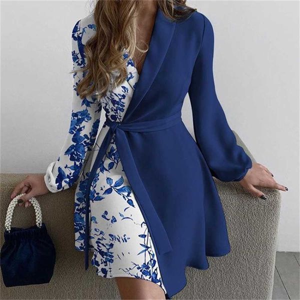 

casual dresses dress women summer europe united states fashion temperament printed long-sleeve waist lace vestidos 2q8v, Black;gray