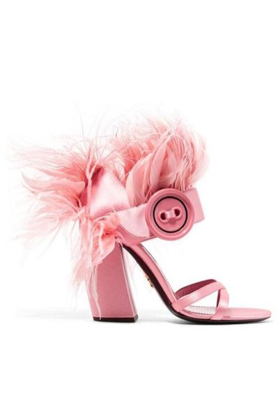 

2020 leather satin sandals women 8cm chunky high heels crosstied peeptoe tassels wedding party gladiator feathers 2597105, Black