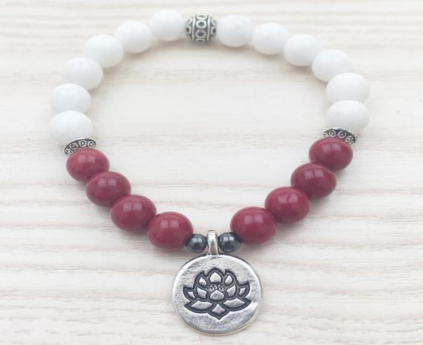 

sn1102 rose jade women bracelet white jade bracelet tierra cast lotus charm yoga meditation mala beaded jade bracelet gifts for he9138350, Black