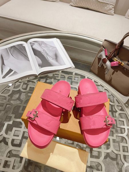 

designer women sandals womens slides crystal calf leather casual shoes quilted platform summer beach 0529, Black