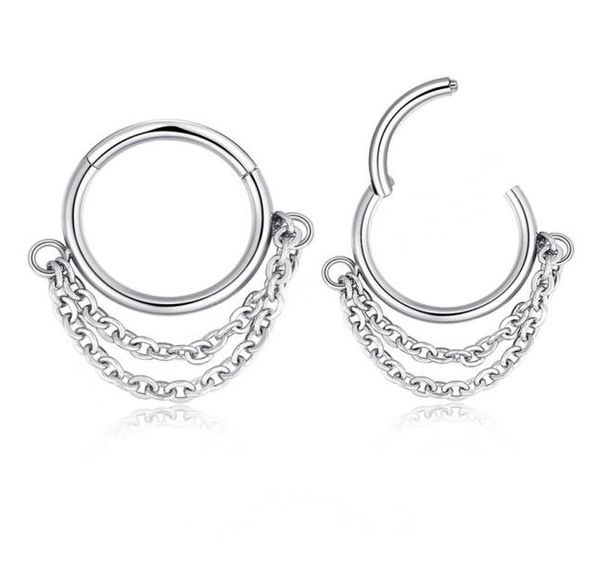 

nose piercing ring hinged segment clicker septum hoop surgical steel nariz ear cartilage earring tragus body jewelry5300450, Silver