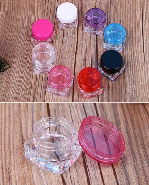 

100pcslot travel cosmetic sample containers 3g plastic pot jars cosmetic container travel sample case 10 colors7521086