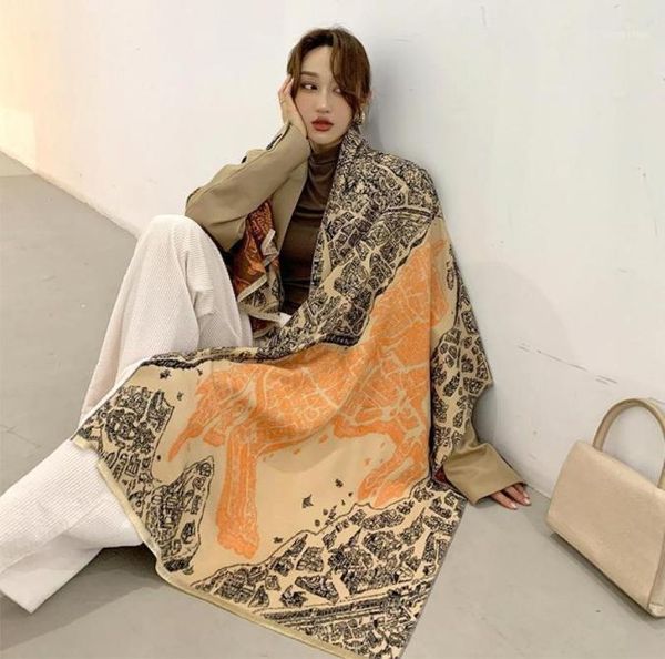 

scarves winter warm scarf for women cashmere shawls lady wraps brand printed thick blanket female bufanda 2021 116650967, Blue;gray