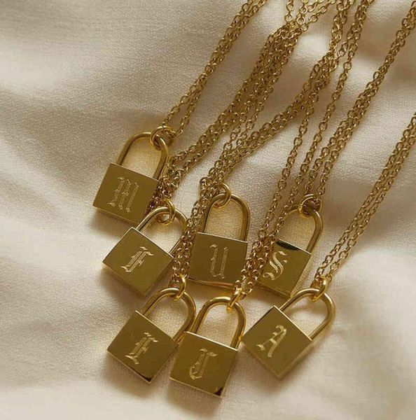 

tarnish stainless steel ochain old english gold plated personalised lock necklace women039s birthday gift letter necklace1056411, Silver