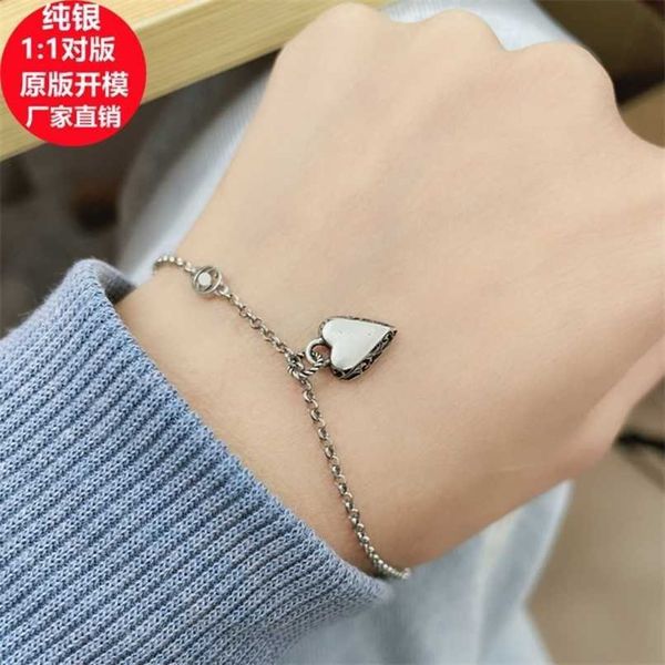 

70% off designer jewelry necklace ring 925 heart-shaped vine lace love pendant bracelet women's old bracelet, Black