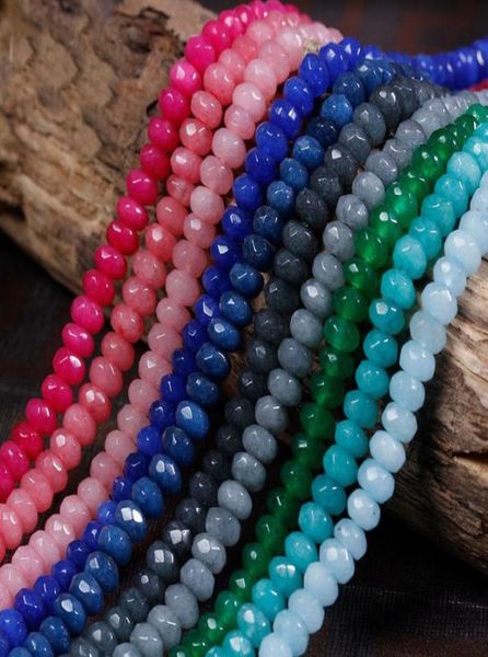 

s promotion 2x4mm natural faceted jade color gemstone rondelle loose beads 15quot 8strandslot9196905, Green;white
