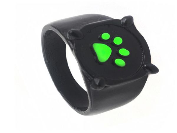 

anime cartoon black cat claw ring girl boy green enamel love paw print cute jewelry kid punk ring birthday gift1175282, Silver