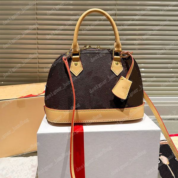 

designer speedy alma bb pm shell bag women leather handbags flower embossed shoulder bags with lock fashion cosmetic crossbody purse messeng