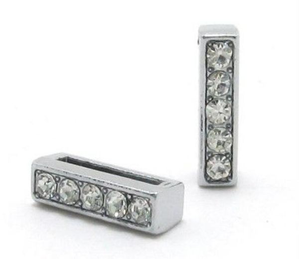 

50pcslot 8mm i full rhinestones bling slide letter diy alphabet charms fit for 8mm leather wristband bracelet sl00077219943, Bronze;silver