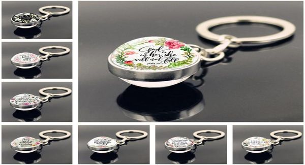 

20 styles flower religious bible verse keychains handmade glass dome keychain scripture quotes jewelry christian for mother sister4224935, Slivery;golden