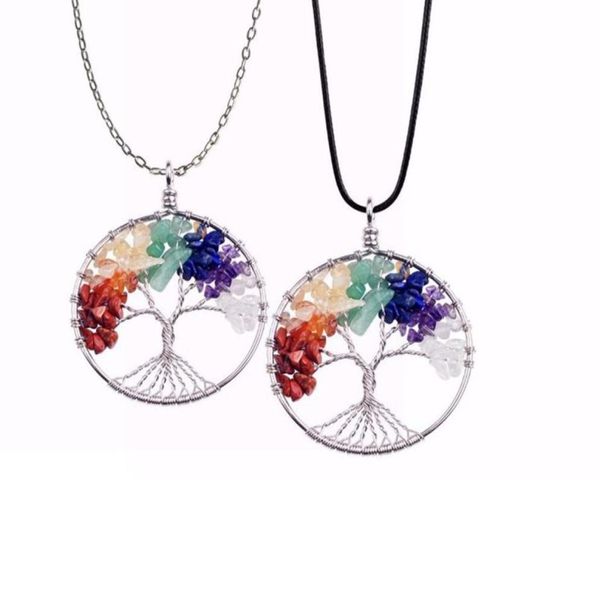 

12pcset tree of life necklace 7 chakra stone beads natural amethyst sterlingsilverjewelry chain choker necklace pendant for wom3901067, Silver