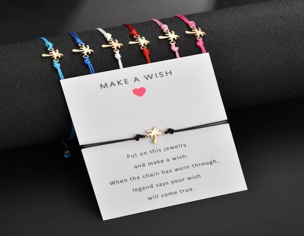 

friendship bracelet gift card make a wish gold tone alloy coconut tree bracelet jewelry charm bracelet for girls womens kids6691939, Golden;silver