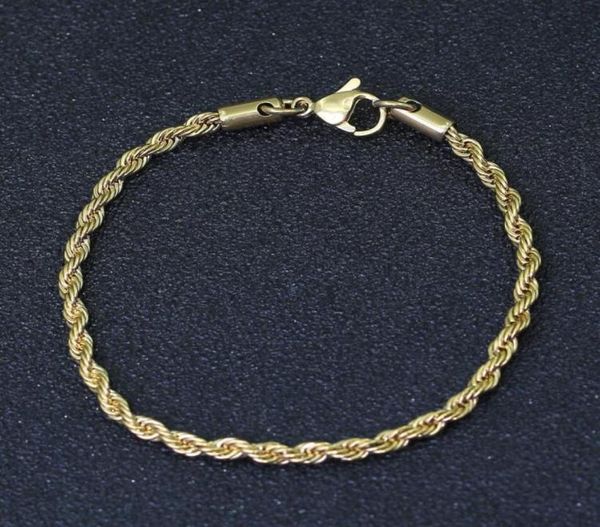 

hiphop 3mm 7 inch stainless steel chain braceletmen gold chains bracelets gold silver gift 6375253, Black