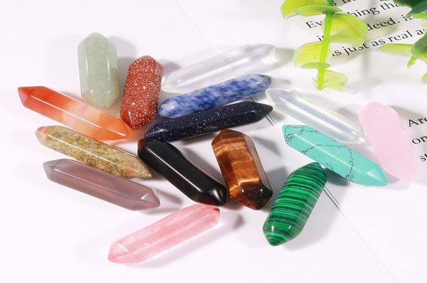 

natural crystal semiprecious stone chakra hexagon prism opal rose quartz turquoise heart for natural stone necklace earrrings jew4187444, Black