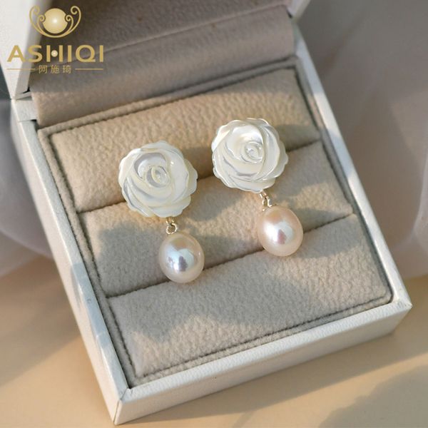 

dangle chandelier ashiqi natural freshwater pearl shell flower earrings 925 sterling silver handmade jewelry