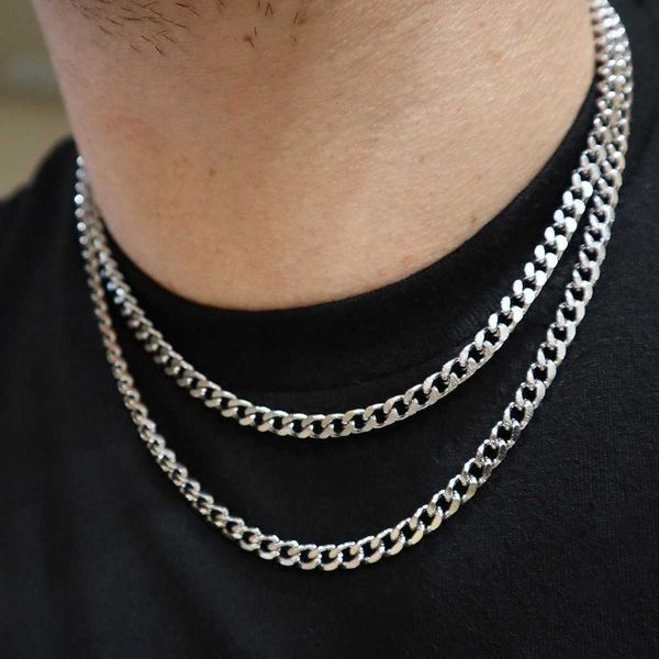 

pendant necklaces classic fashion cuban chain men necklace simple width 3.5/5/6.5mm stainless steel cuban chain necklace for men women jewel, Silver
