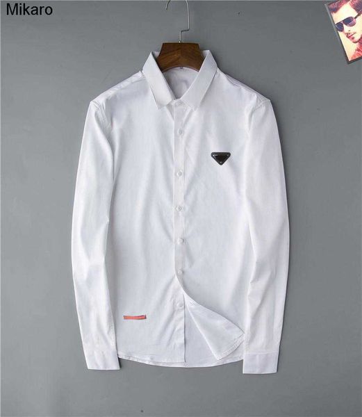 

mikaro 2023 professional business short sleep dress shirt fashion men's casual solid color print decorative top, White;black