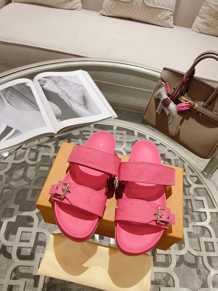 

dad sandals designer women sandals real calf leather womens slides with box and dust bag jelly quilted platform summer grandad luxury sandal, Black