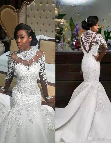 

whiteivory lace wedding dress luxury mermaid appliqued bridal gown afraic girl crystal beach wedding dresses plus size custom mad3777029, White