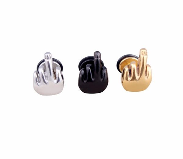

unique punk middle finger shape hoop earring for men women stainless steel pierced earrings huggie hip hop fashion jewelry gold si6358448, Golden;silver