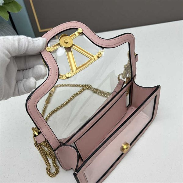 

designer women's bag luxurys bag crossbody transparent outdoor cowhide brass hardware chain handheld shoulder fashion loco bag ta6i