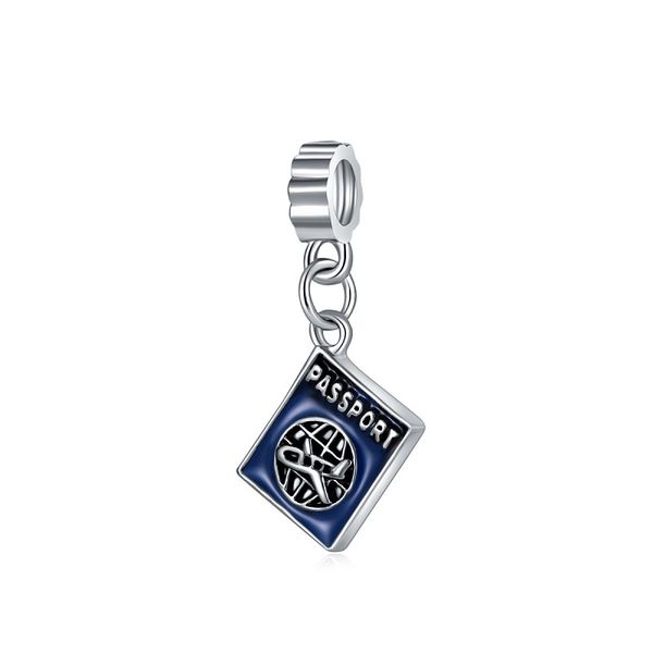 

fits pandora bracelets 20pcs silver passport dangle charm bead fit pandora charms bracelet beads for 925 sterling silver jewelry making, Black