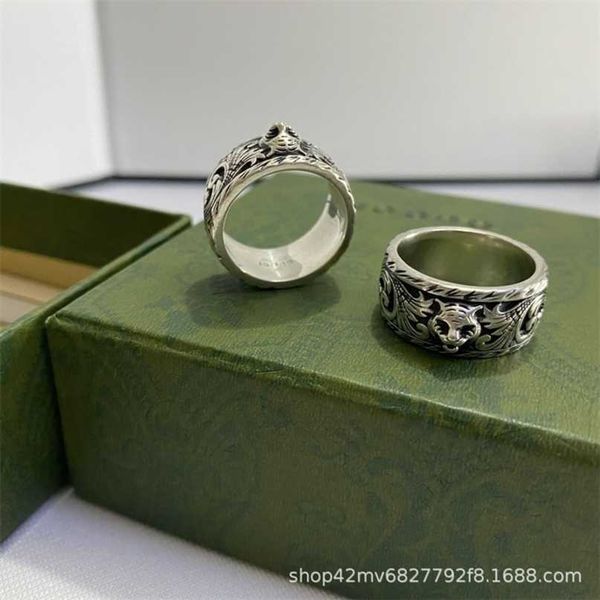 

60% off designer jewelry bracelet necklace head old carved pattern personalized couple ring man, Silver