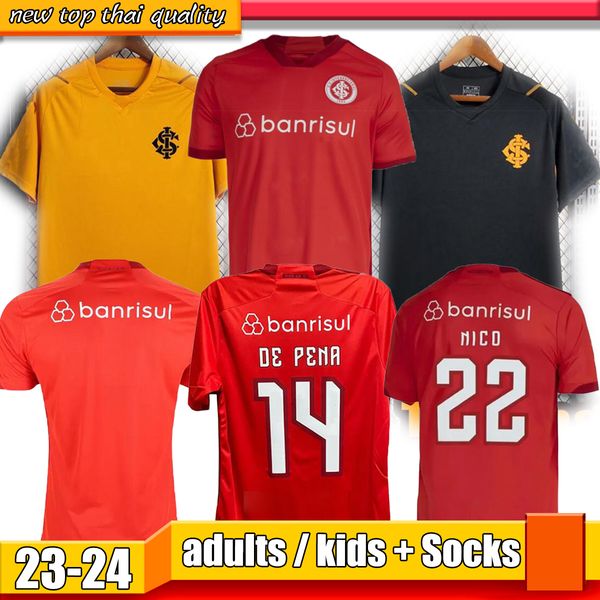 

23/24 wesley internacional soccer jerseys edenilson taison d'alessandro liziero 2023 2024 third bustos gabriel black excellence men wom, Black;yellow