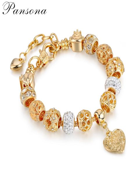 

pd womens jewelry s925 silver beaded bracelet gold plated crystal ball bracelet diy heart shape aa1484253183, Black