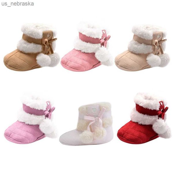 

winter snow baby boots 6colors warm fluff balls bootiestoddler newborn girl antislip prewalker shoes trainers first walker l230518
