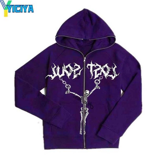 

yiciya mens hoodies sweatshirts y2k hoodie clothes zipper coat hip hop streetwear women sweatshirt graph print goth harajuku grunge jacket o, Black